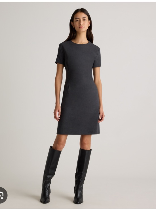 Quince Dresses & Skirts - NWOT Quince Italian Wool short Sleeve Dress in Coal Melange. Sz 14.